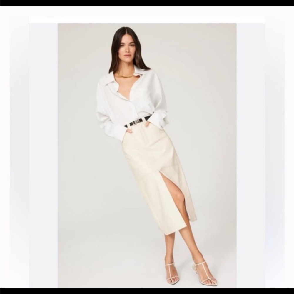 A.L.C. Women's Beige Alden Faux‎ Leather size 4